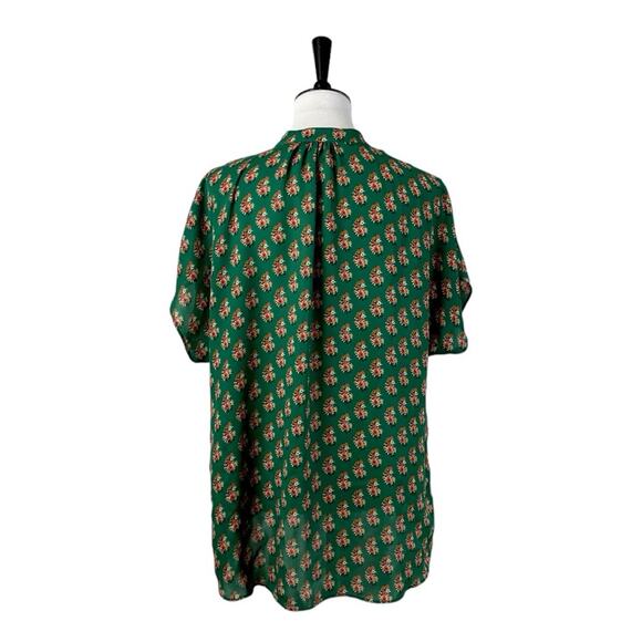 Cabi Blouse Popover V-neck Green Pink Multi Floral Print 3262 Women’s Size Large - Picture 4 of 11